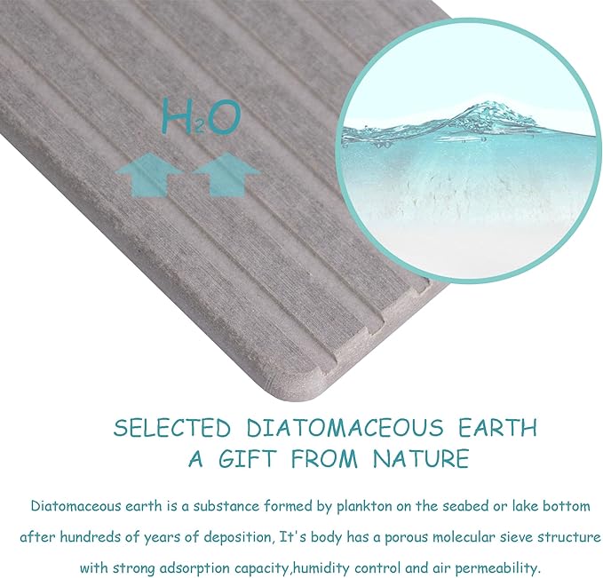 NiuYichee 2 PCS Water Absorbent diatomite Coasters, 8.3" x 4" Water Absorbing Stone Tray for Sink, Stone Drying mat for Kitchen Counter, Stone soap Tray Used for Hand Soaps & toiletries & Plants - Image 3