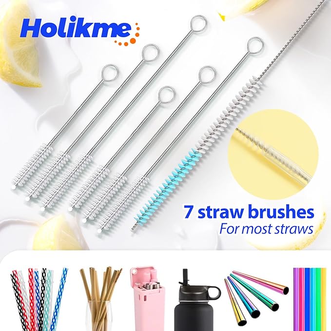 Holikme Bottle Brush Tube Cleaning Lab Set with Long Handle, Cup Cleaner for Washing Narrow Neck Beer Wine Decanter Pipes Lids Sinks Cap Covers, Pink - Image 5