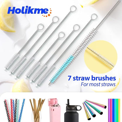 Holikme Bottle Brush Tube Cleaning Lab Set with Long Handle, Cup Cleaner for Washing Narrow Neck Beer Wine Decanter Pipes Lids Sinks Cap Covers, Pink - Image 5