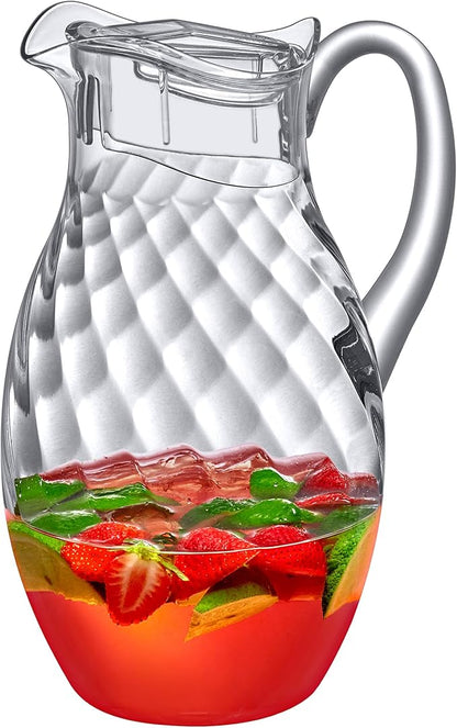 Amazing Abby - Bubbly Whirly Grand - Plastic Pitcher (96 oz, 3 Quart), Clear Water Pitcher with Lid, Fridge Jug, BPA-Free, Shatter-Proof, Great for Iced Tea, Sangria, Lemonade, Juice, Milk, and More