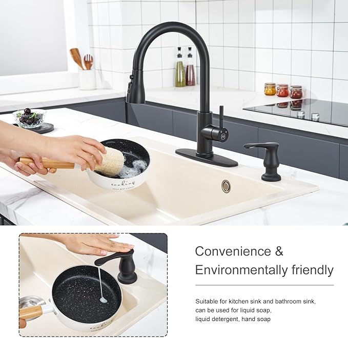 GAGALIFE Kitchen Sink Soap Dispenser Matte Black, Under Sink Soap Dispenser with 40" Silicone Extension Tube Kit,Say Goodbye to Frequent Refills - Image 7