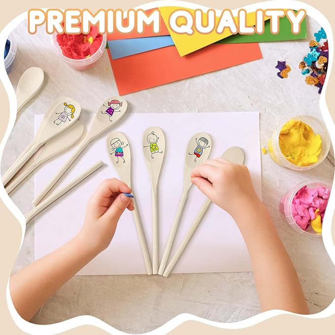 Eaasty 50 Pcs 9.8 Inch Wooden Spoons Bulk for Cooking Handle Long Wooden Spoons Stirring Spoons Oval Wood Mixing Spoons for Baking Mixing Serving Stirring Cooking Tasting Crafts