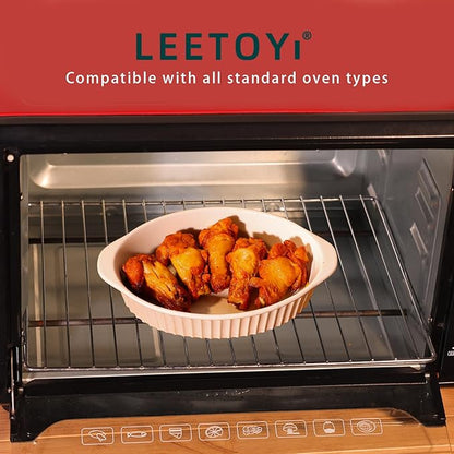 LEETOYI Porcelain Small Oval Au Gratin Pans, Baking Dish Set for 1 or 2 person servings, Bakeware with Double Handle for Kitchen and Home, Set of 2 (White) - Image 5