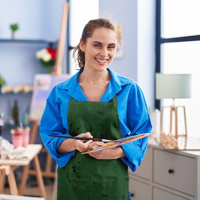 15 Pcs Adult Aprons Bulk with Pockets Adjustable Bib Chef Apron for Women Men Painting Cooking Crafting (S/L) - Image 6