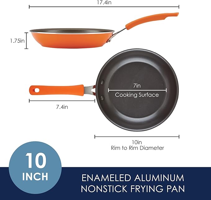 Rachael Ray Cook + Create Nonstick Cookware Frying Pan/Skillet, Fry Pan, 10 Inch - Orange - Image 2