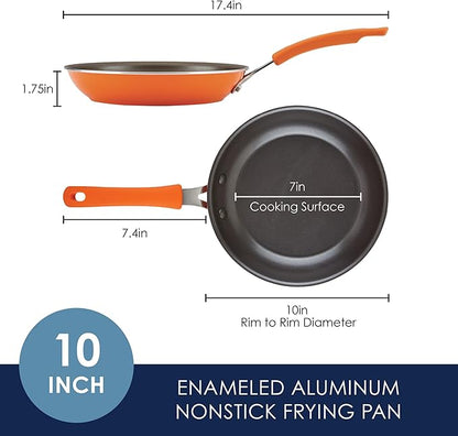 Rachael Ray Cook + Create Nonstick Cookware Frying Pan/Skillet, Fry Pan, 10 Inch - Orange - Image 2