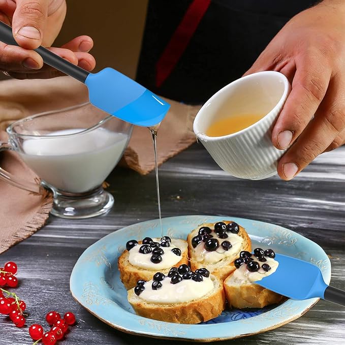 Coukre Silicone Spatula Set of 5,High Temperature Resistant, Food Grade Silicone, Dishwasher Safe, for Baking, Cooking (Blue Black) - Image 5