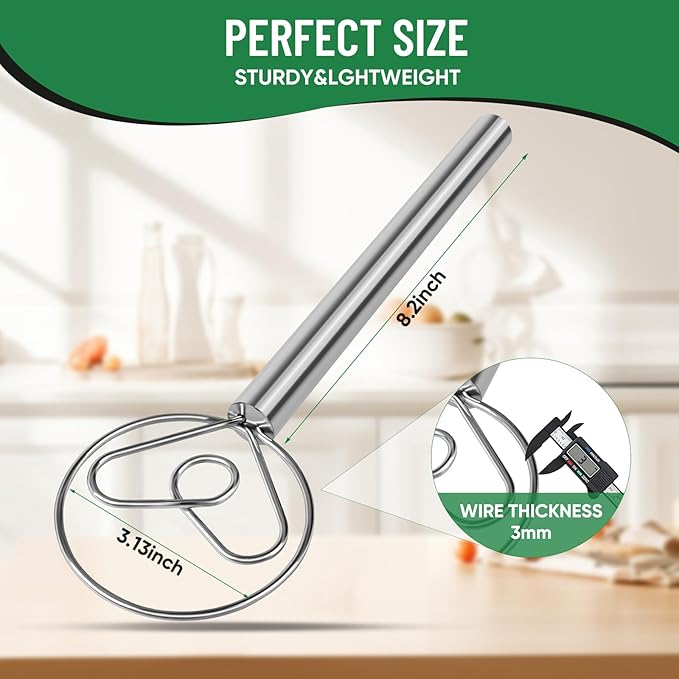Danish Dough Whisk Stainless Steel Hook Dutch Bread Mixer Hand Tool for Sourdough Baking Making Blending Pastry Pizza - Image 3