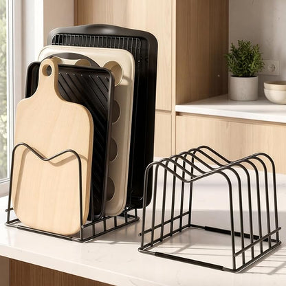 ORDORA 2 Pack Cutting Board Holder Stand Rack Organizer for Cabinet, 5mm Wire Storage Rack for Countertop, Baking Cookie Sheet Pan Organizer inside Cabinet, Chopping Board Holder for Pots and Skillets - Image 8