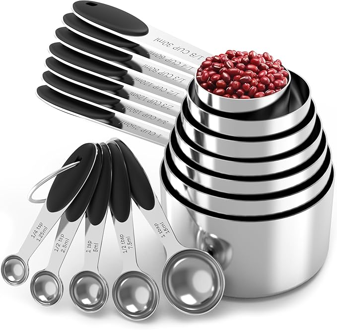 TILUCK Measuring Cups and Spoons Set, Stainless Steel, Kitchen Utensils for Cooking and Baking (12) by TILUCKBringsGoodLuck