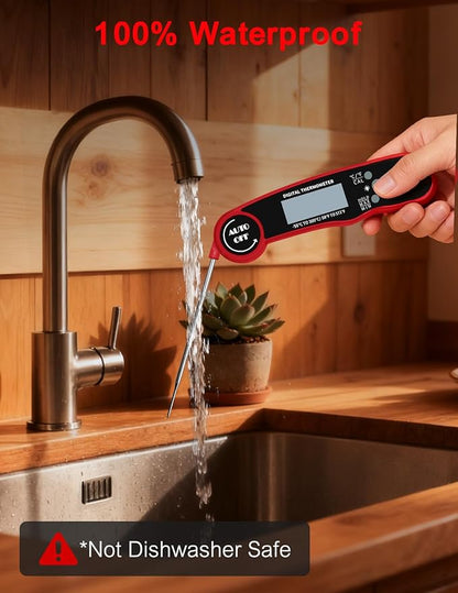 Meat Thermometer Digital, Instant Read Food Thermometer for Cooking Grill BBQ Fryer, Waterproof & Backlit Display Digital Meat Thermometer - Kitchen Gadgets, Turkey Thermometer