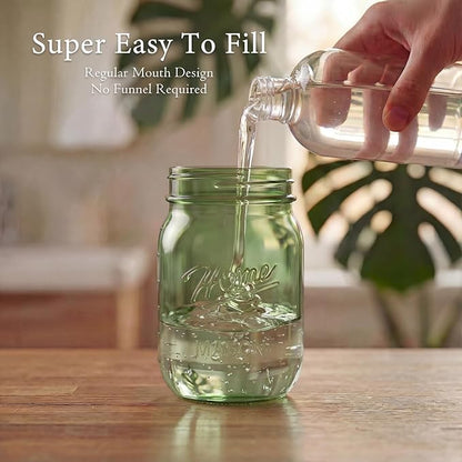 Amolliar Plastic Mason Jar Soap Dispenser with Pump Lid,16OZ Refillable Hand Soap Dispenser Set with Cute Lables - Farmhouse Decor for Kitchen Bathroom, Liquid Soap, Dish Soap, Lotion (2 Pack, Green) - Image 2