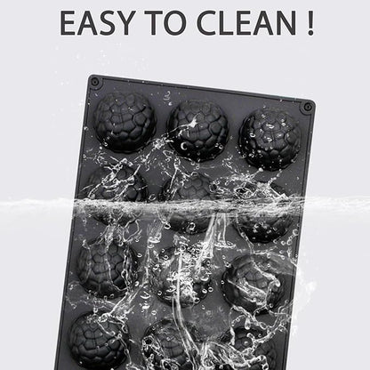 15-Cavity Silicone Baking Mold, Black, Raspberry Shape, Non-Stick, 11.3 x 6.69 in, for Chocolates, Desserts and Tea Time Treats