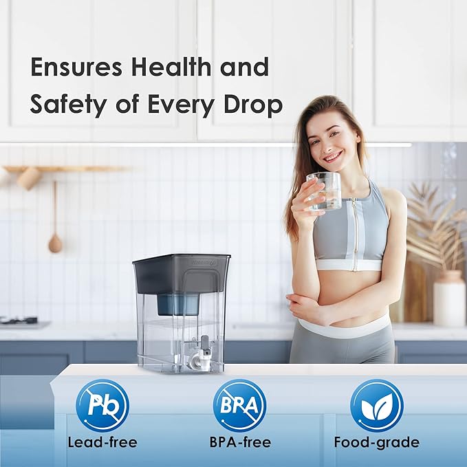 Waterdrop Slim Alkaline Water Filter Dispenser, Large 35-Cup, Up to PH 9.5, Healthy, Clean & Toxin-Free Mineralized Alkaline Water, 100-Gallon, BPA Free, Black (1 Filter Included) - Image 6