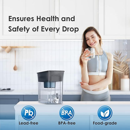 Waterdrop Slim Alkaline Water Filter Dispenser, Large 35-Cup, Up to PH 9.5, Healthy, Clean & Toxin-Free Mineralized Alkaline Water, 100-Gallon, BPA Free, Black (1 Filter Included) - Image 6