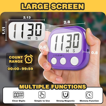 Classroom Timers for Teachers Kids Large Magnetic Digital Timer Teacher Supplies 2 Pack-Orange Purple - Image 4