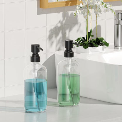 AmazerBath Glass Soap Dispenser, 2-Pack Clear Glass Soap Dispenser with Pump Bronze Rustproof, 17 Oz Bathroom Hand Soap Dispenser Bottle for Liquid Lotion, Kitchen Dish Soap Dispenser - Image 7