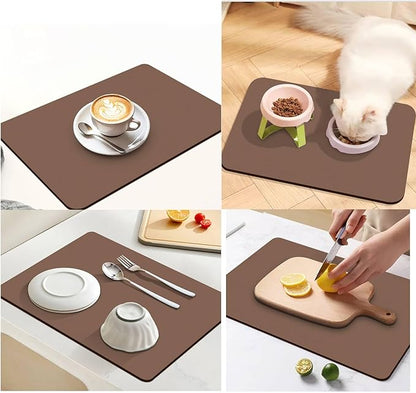 Dish Drying Mat for Kitchen Counter,Drying Mat for Dish Rack,Absorbent Hide Stain Rubber Mat,Coffee Mat, Kitchen Counter Mat(Brown, 17"x31.5") - Image 3