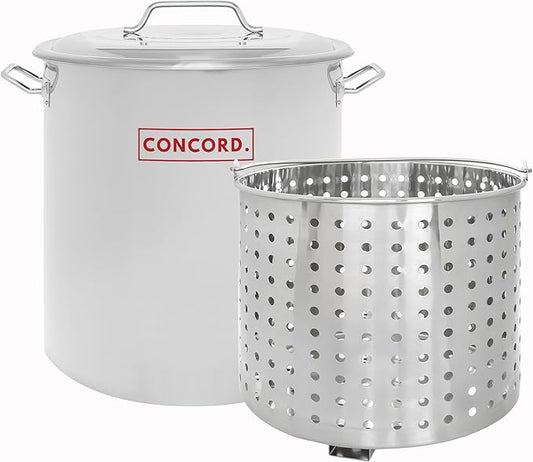 CONCORD Stainless Steel Stock Pot w/Steamer Basket. Cookware great for boiling and steaming (80 Quart) by ConcordCookware