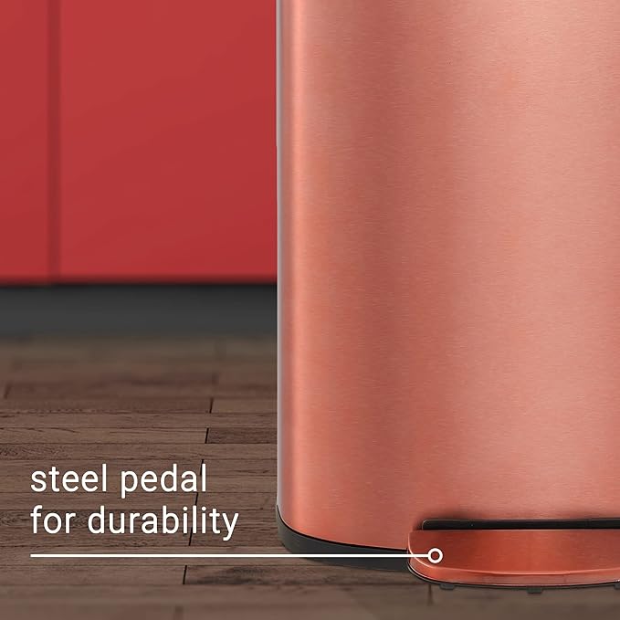 happimess HPM1006D Connor Rectangular 13-Gallon Trash Can with Soft-Close Lid and Free Mini Trash Can, Fingerprint Resistant, Modern, Minimalistic for Home, Kitchen, Office, Bathroom, Rose Gold - Image 7