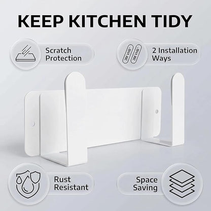 Pot Lid Rack, Wall Mounted 304 Stainless Steel Pan Lid Organizer Holder, Self Adhesive, Kitchen Cooking Utensil Tool (White) - Image 3