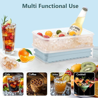 WIBIMEN Mini Ice Cube Trays, Small Tiny Round Pebble Crushed Nugget Ice Trays for Freezer with Lid - Chilling Drinks Coffee Juice(4 Pack/0.55In - Blue) - Image 6