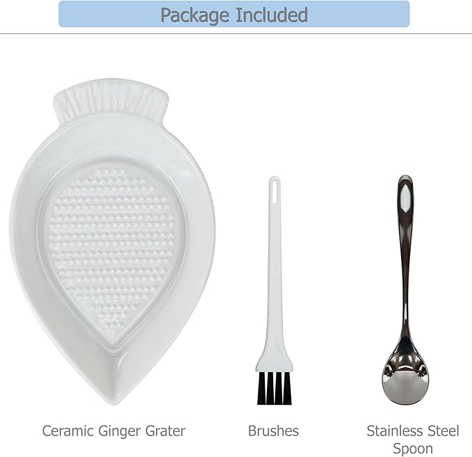 EIKS Ceramic Grater Plate for Grinding Wasabi Ginger Garlic Cheese Carrot Fruits Vegetables, Working for Home Kitchen Cooking Preparation