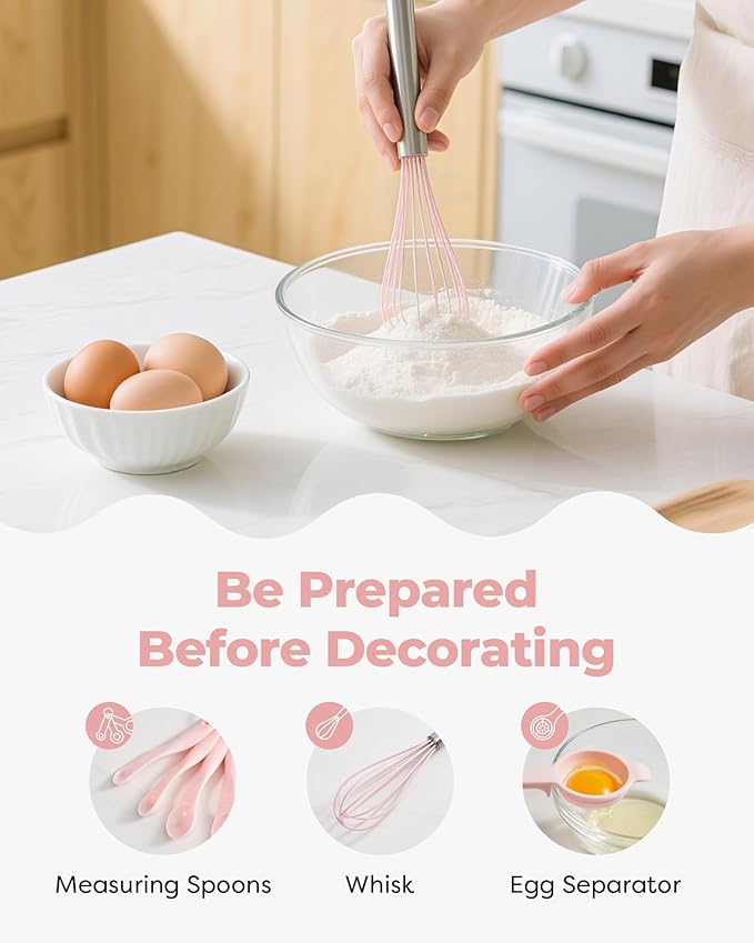 Kootek 158PCs Cake Decorating Kit, Baking Supplies Tools - Includes Cake Stand Turntable, 64 Icing Piping Tips Set, 2 Frosting Spatulas, 3 Scrapers, 50+2 Pastry Bags, Coupler, Video Tutorial, Booklet - Image 6