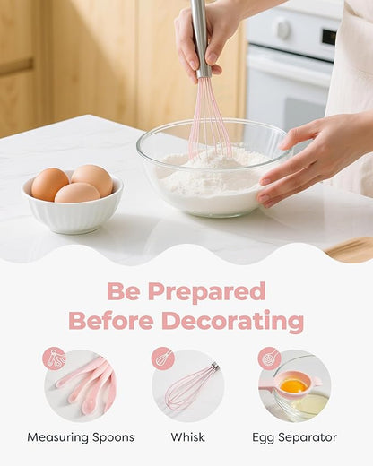 Kootek 158PCs Cake Decorating Kit, Baking Supplies Tools - Includes Cake Stand Turntable, 64 Icing Piping Tips Set, 2 Frosting Spatulas, 3 Scrapers, 50+2 Pastry Bags, Coupler, Video Tutorial, Booklet - Image 6