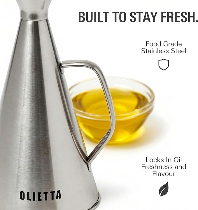 Olive Oil Dispenser Bottle Olietta Stainless Steel Non Drip Leak Proof No Mess Vinegar Pourer & Kitchen Drizzler 25 oz 750ML 0.75 Litre Great for Pouring & Drizzling Easy to Clean & Leakproof - Image 4