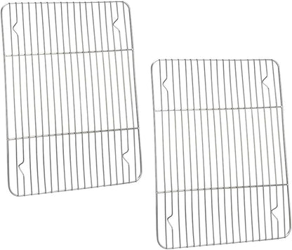 P&P CHEF Baking Cooling Rack Set for Cooking Roasting, 4-Piece Stainless Steel Wire Racks for Oven Use, Healthy & Dishwasher Safe, Rectangle, 11.6 Inch