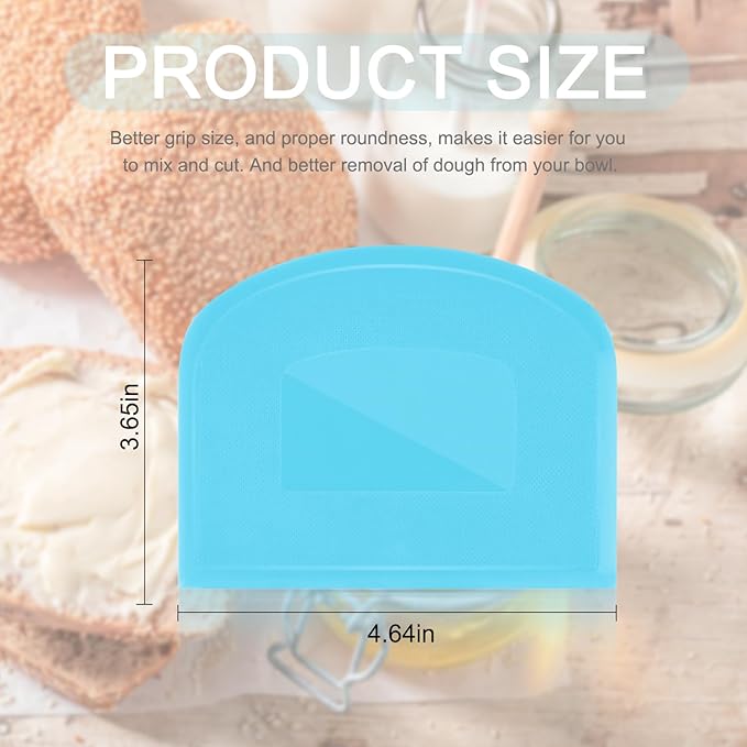 4 Pieces Food Scraper, Flexible Dough Scraper, Dough Scraper for Sourdough, Multifunctional Kitchen Scraper Tool, Baking Scraper, Bread Dough Cutter, Cake Smoother for Icing (White, Green, Blue, Pink) - Image 3