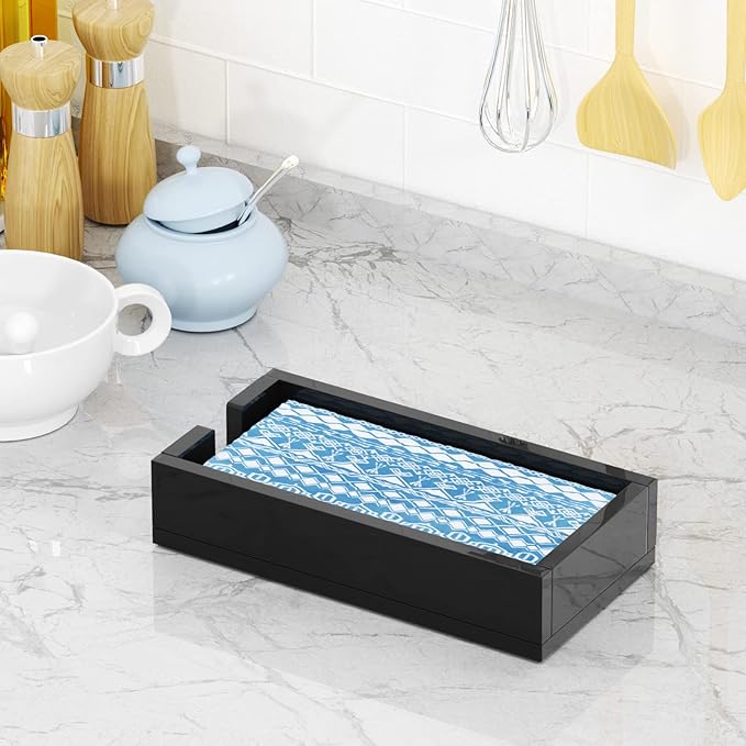 HIIMIEI Acrylic Napkin Holder for Bathroom, Black Acrylic Guest Towel Holder, Bathroom Napkins Guest Disposable Holder, Hand Towel Tray for Kitchen, Parties, Weddings, Party, Hotel, Restaurant（Black） - Image 5