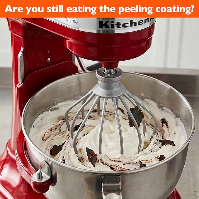 KN256WW Stainless Steel 6-Wire Mixer, for Kitchenaid Whisk Attachment, Compatible with 5plus-6Quart Bowl Lift Stand Mixer, Food Grade, Suitable for Mixing Cream and Cake, Dishwasher Washable - Image 7