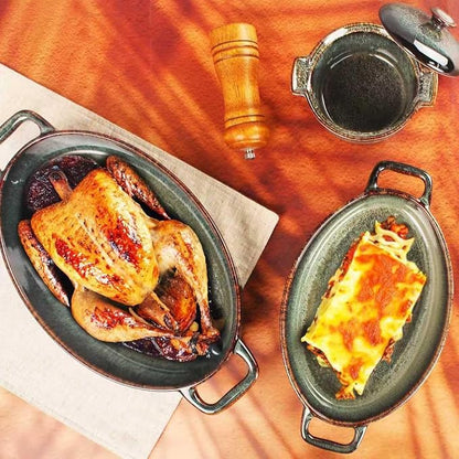 12" x 8" Porcelain Oval Casserole Dishes - Baking Dish for Oven, 1.6 QT Ceramic Lasagna Pans, Oven Safe Bakeware for Kitchen Cooking, Cake, Banquet and Dinner