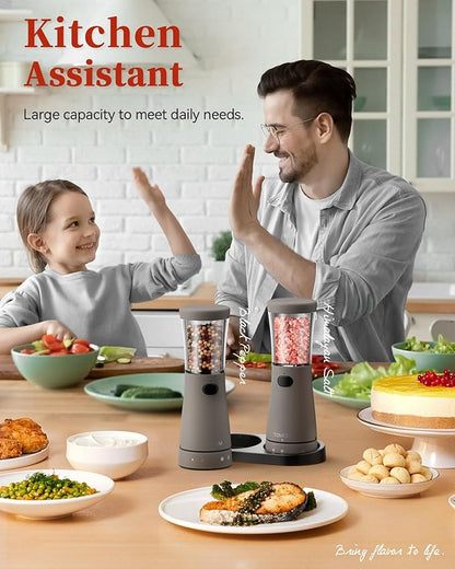 Electric Salt and Pepper Grinder Set with Storage Base, Stainless Steel Rechargeable Salt and Pepper Grinder Set with 4.5 oz Large Capacity, 1.8" Wide Mouth, Adjustable Coarseness, Ideal for Kitchen - Image 8
