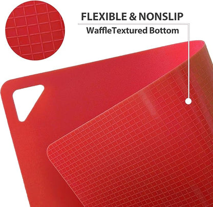 WK Flexible Plastic Cutting Boards for Kitchen Set of 3, Non slip Cutting Mats, Colorful Thin Cutting Sheets for Meat, BPA Free, Dishwasher Safe - Image 3