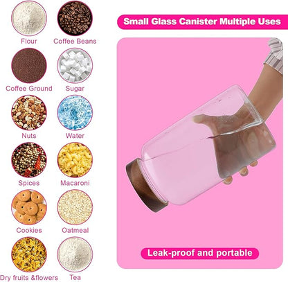 Glass Coffee Jars Spice Jar Round Storage Canister with Wooden Lid Clear Glass Food Jar for Pantry Sugar Tea Coffee Bean Spice Nuts Cookies Bath Salts (2300ml/77oz-2PACK(with spoon) - Image 3
