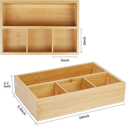 4 Pack Bamboo Tea Bag Organizer, Tea Bag Storage for Drawers, Sturdy Tea Chest Boxes for Shelf, Coffee Station, Sugar Packet, Sweeteners, Small Packets
