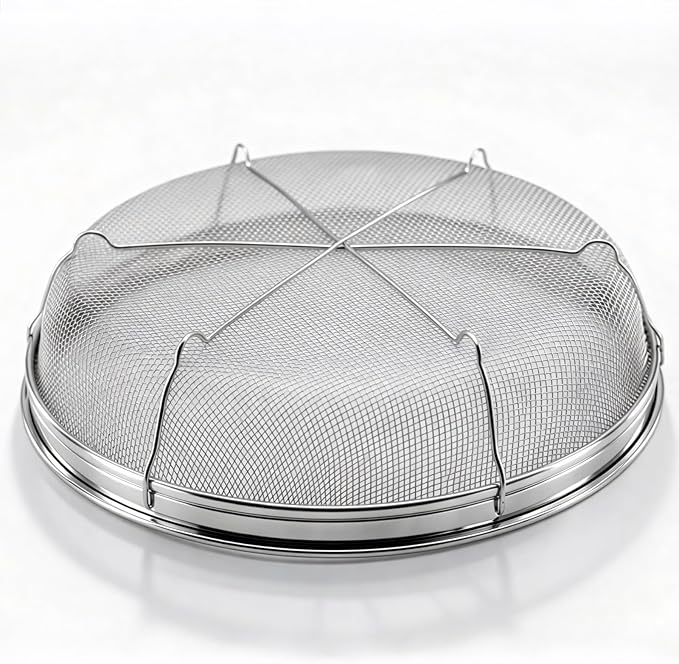 Fine Mesh Strainer for Kitchen, Stainless Steel Colander Bowl for Pasta, Rice, Fruit, Metal Net Baskets with Resting Base - Strain, Drain, Rinse (Diameter 12.2 inch)