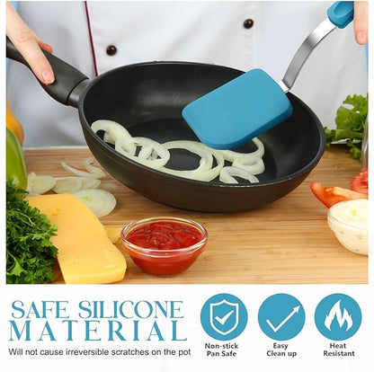 Silicone Cookie Spatula Turner 2 Pack Mini Brownie Spatula Flexible Kitchen Small Silicone Turner for Nonstick Cookware Heat Resistant No Scratch Flipper for Egg Pancake(Light Blue) - Image 5