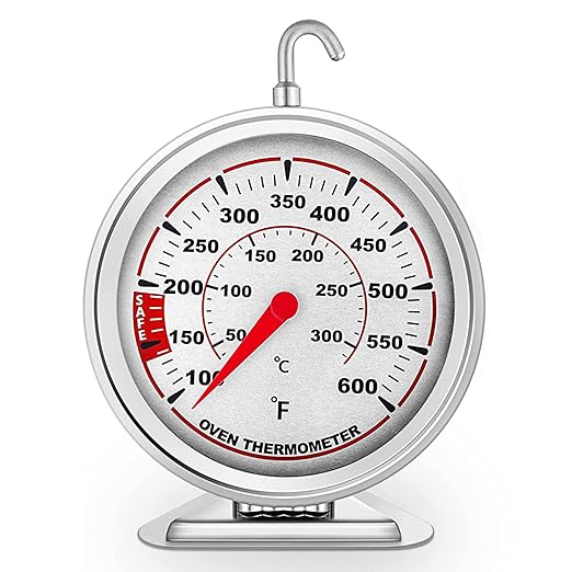 Extra Large 3" Oven Thermometer with Easy-Read Dial | Accurate Oven Temperature Reading | Dual Scale 100°F-600°F & -40°C-310°C | for Gas/Electric Ovens, Grill, BBQ, Baking, Meat