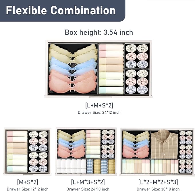 DIMJ Drawer Organizer Clothes Storage - 28 Pack Baby Dresser Organizer for Nursery, Foldable Closet Drawer Organizer Bins for Bedroom Organization, Fabric Storage Dividers for Socks, Underwears, Bras - Image 4