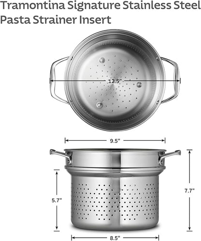 Tramontina Signature Stainless Steel Pasta Strainer Insert for Pot, Basket compatible with 8-Quart Stock Pot - Image 3