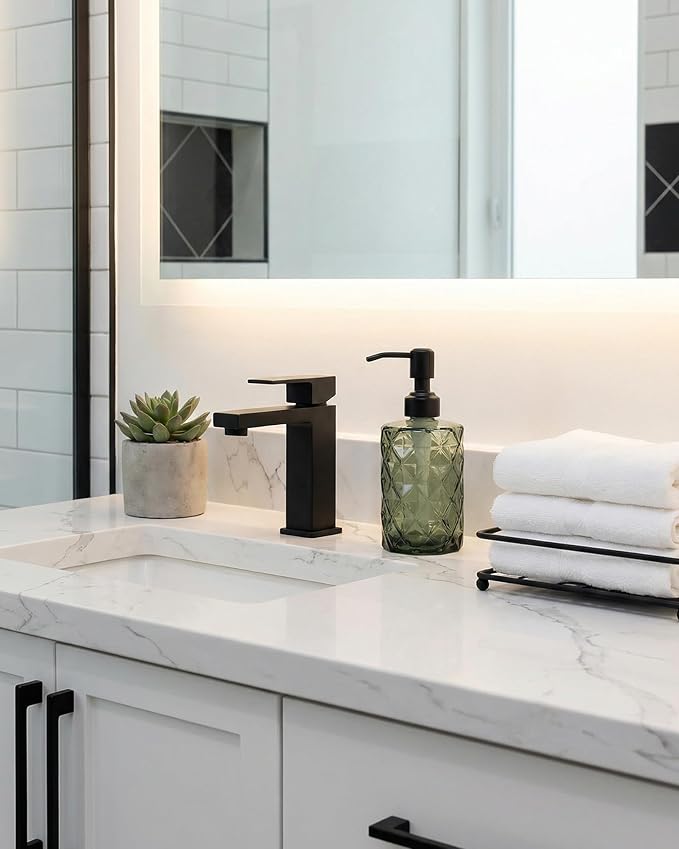 JASAI Forest Green Glass Soap Dispenser with Black Rustproof Pump, Refillable Small Soap Dispenser for Kitchen and Bathroom. - Image 6
