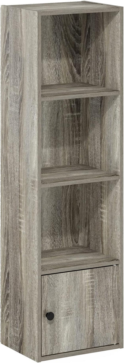 Furinno Luder Shelf Bookcase with 1 Door Storage Cabinet, French Oak - Image 8