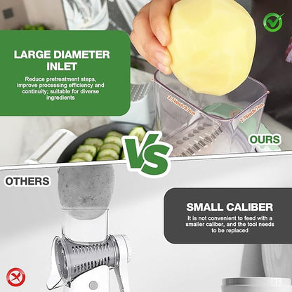 Electric Cheese Grater for Block Cheese - 3 in 1 Rotary Cheese Grater Electric Rotary Grater Salad Shooter Electric Slicer for Cheeses, Fruits, Vegetables and Nuts (Green, L)