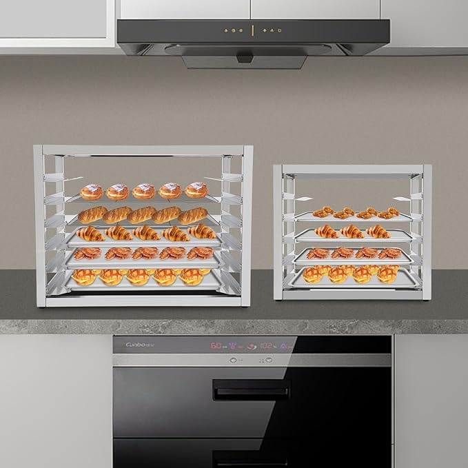 5 Tier Bun Pan Rack, Aluminum Bakery Rack for Half or Full Sheets, Commercial Dough Pizza Baking Tray Racks, Storage Cooling Rack, Bread Baking Equipment For Home Restaurant Kitchen (5 Tier)