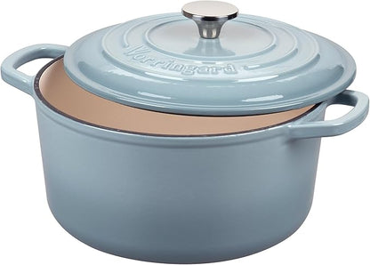 VORRINGARD Enameled Cast Iron Dutch Oven Pot with Lid, for Sourdough Bread Baking, Round Dutch Ovens, 6 Quart, Sea Salt - Image 4