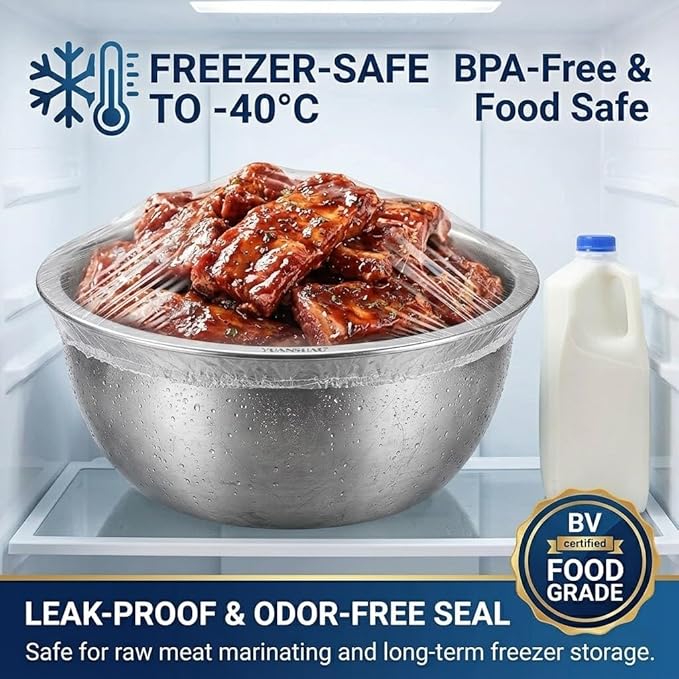 50Pcs Sheet Pan Covers for 24x16, 21x15, 18x13 inch - Extra Large Elastic Food Covers Stretches to 39", 12 Microns Thick Oversized Bowl Covers for Foil Pans & Dough Proofing- BV Certified BPA-Free